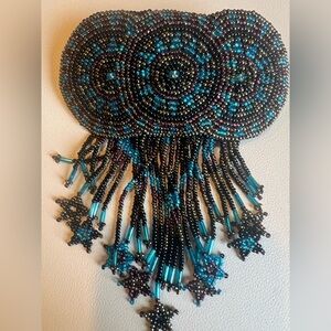 Hand-Beaded Hair Clip From the Highlands of Guatemala Triple Medallion and Stars